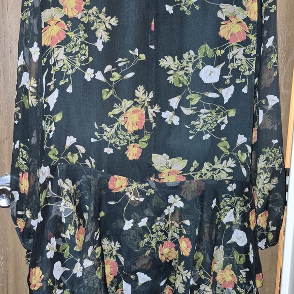 Lauren Ralph Lauren Floral Georgette Sheer Ruffles Green Dress Size 14 New - Picture 7 of 9